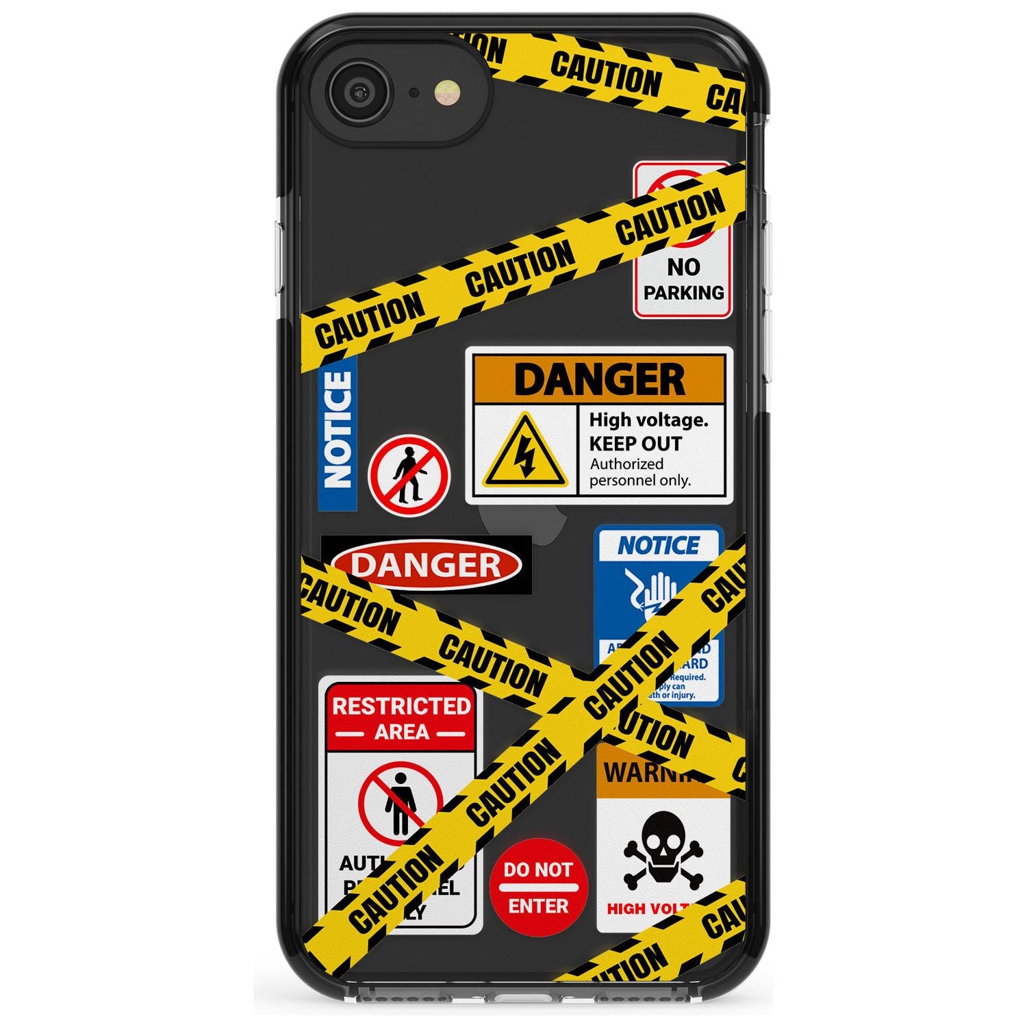 CAUTION Pink Fade Impact Phone Case for iPhone SE 8 7 Plus
