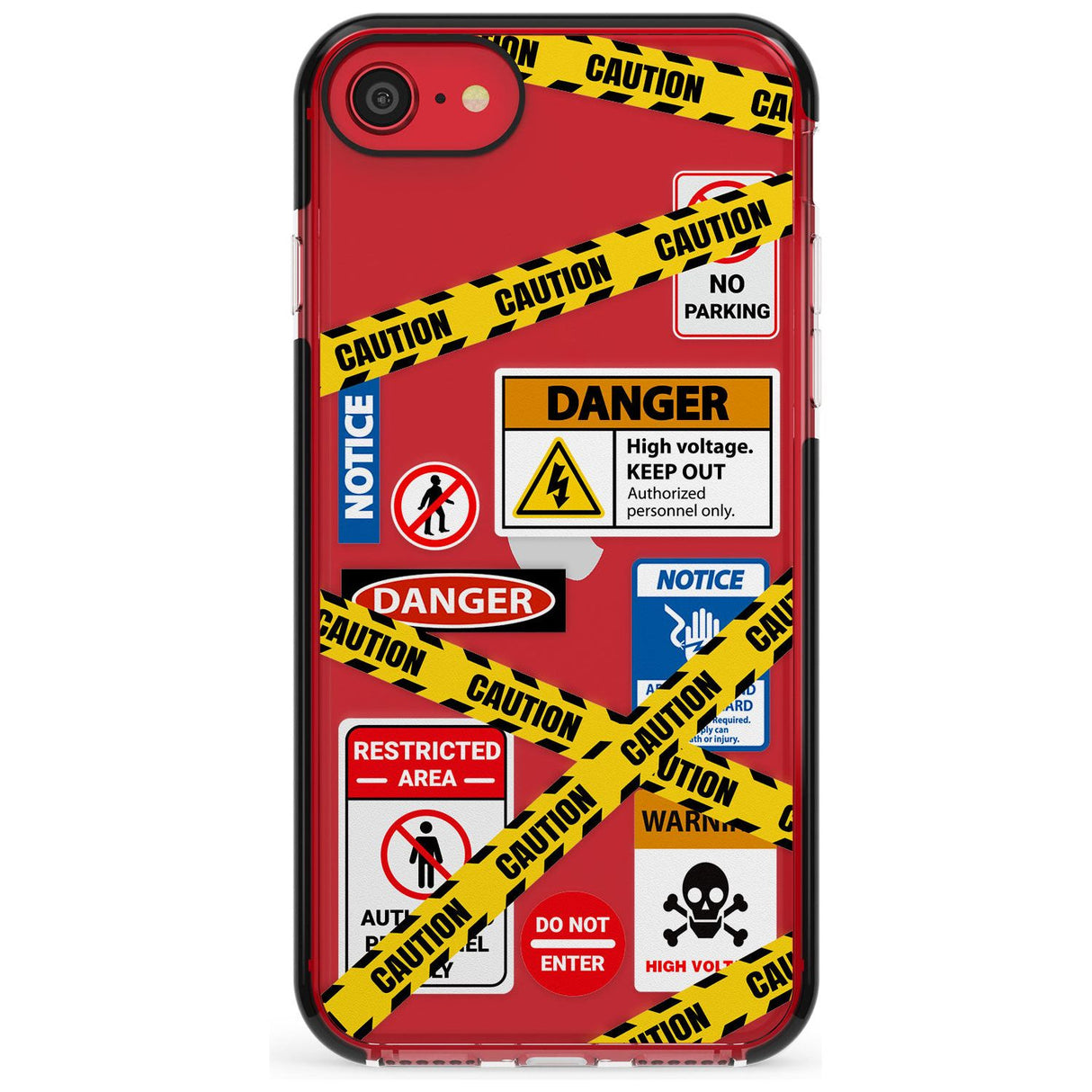 CAUTION Pink Fade Impact Phone Case for iPhone SE 8 7 Plus