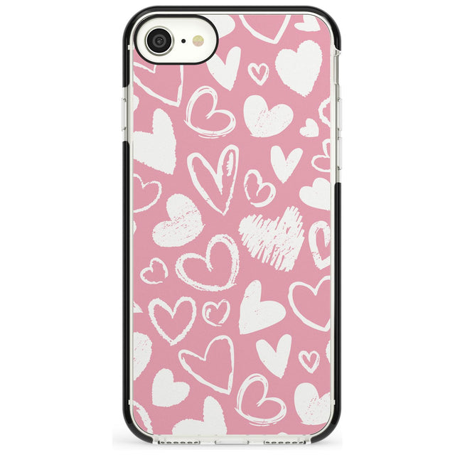Chalk Hearts Black Impact Phone Case for iPhone SE 8 7 Plus