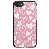 Chalk Hearts Black Impact Phone Case for iPhone SE 8 7 Plus