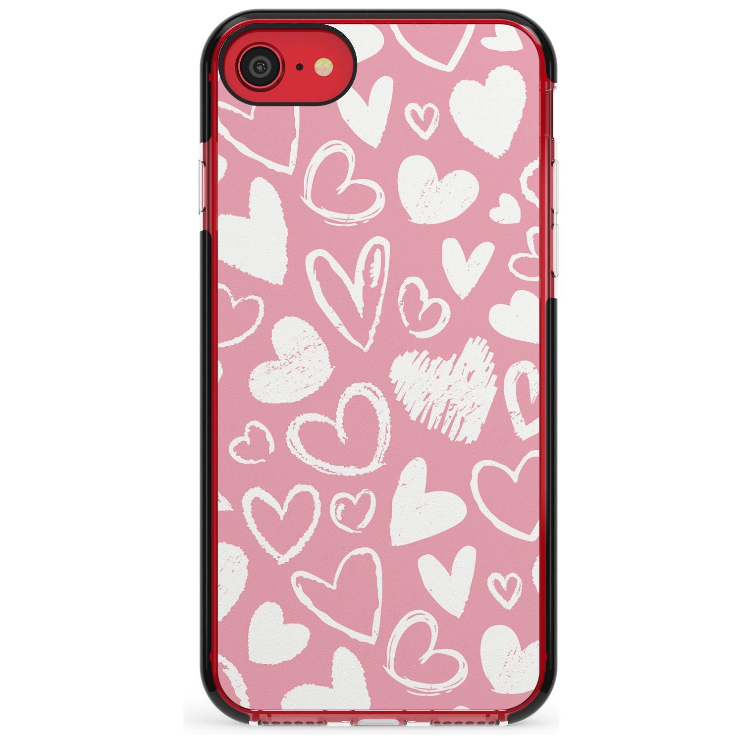 Chalk Hearts Black Impact Phone Case for iPhone SE 8 7 Plus