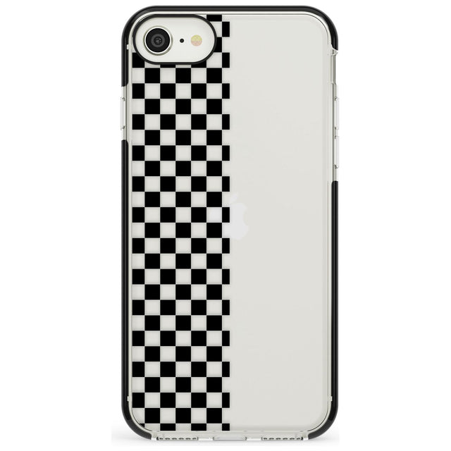 Checker: Half Black Check on Clear Phone Case iPhone 7/8 / Black Impact Case,iPhone SE / Black Impact Case Blanc Space