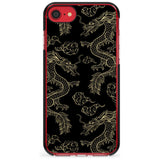 Black and Gold Dragon Pattern Black Impact Phone Case for iPhone SE 8 7 Plus