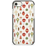 Christmas Baubles Pattern Black Impact Phone Case for iPhone SE 8 7 Plus