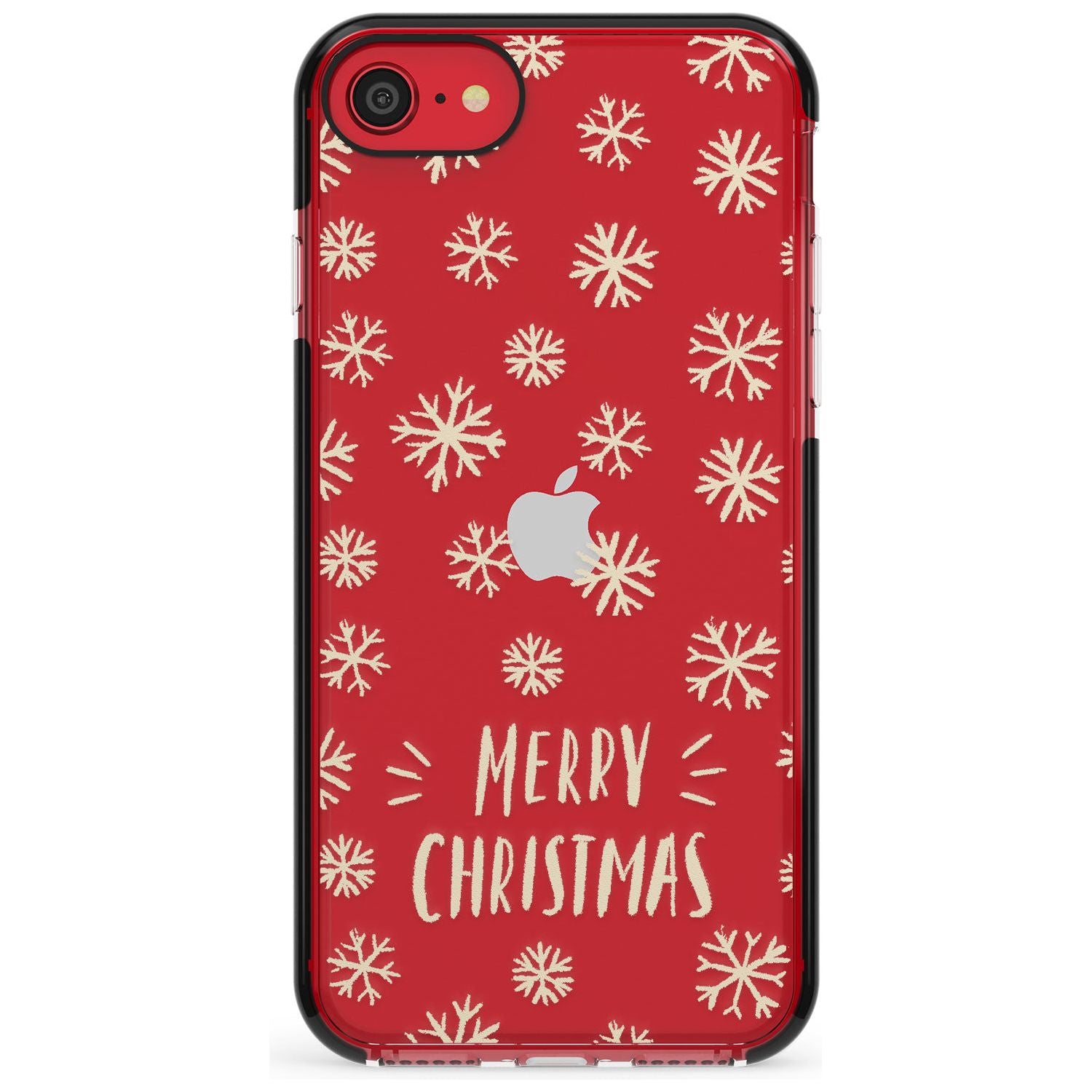 Christmas Snowflake Pattern Black Impact Phone Case for iPhone SE 8 7 Plus