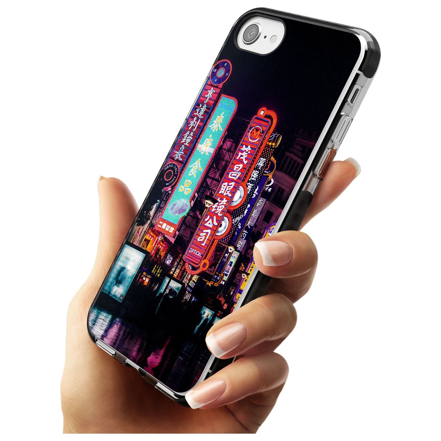 Busy Street - Neon Cities Photographs Black Impact Phone Case for iPhone SE 8 7 Plus