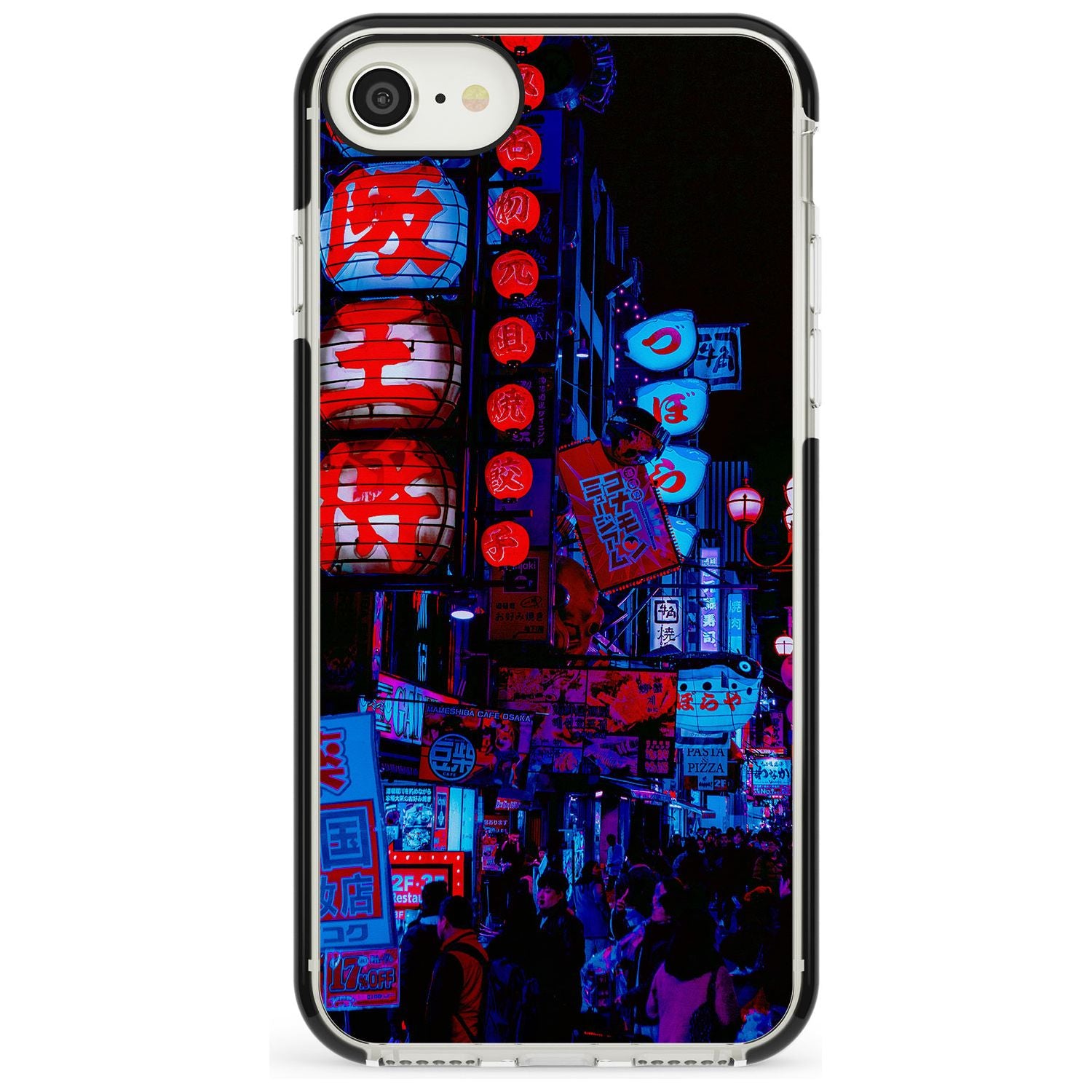 Red & Turquoise - Neon Cities Photographs Black Impact Phone Case for iPhone SE 8 7 Plus