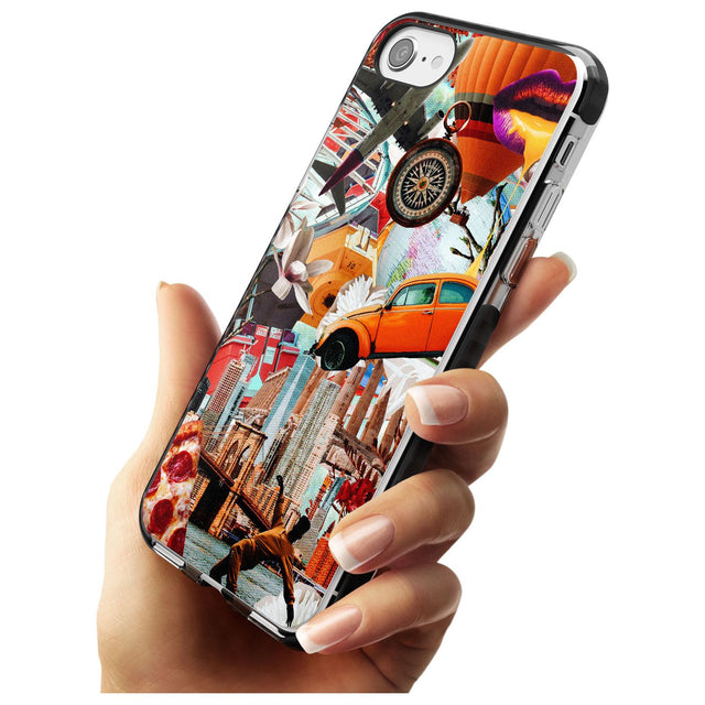 Vintage Collage: New York Mix Black Impact Phone Case for iPhone SE 8 7 Plus