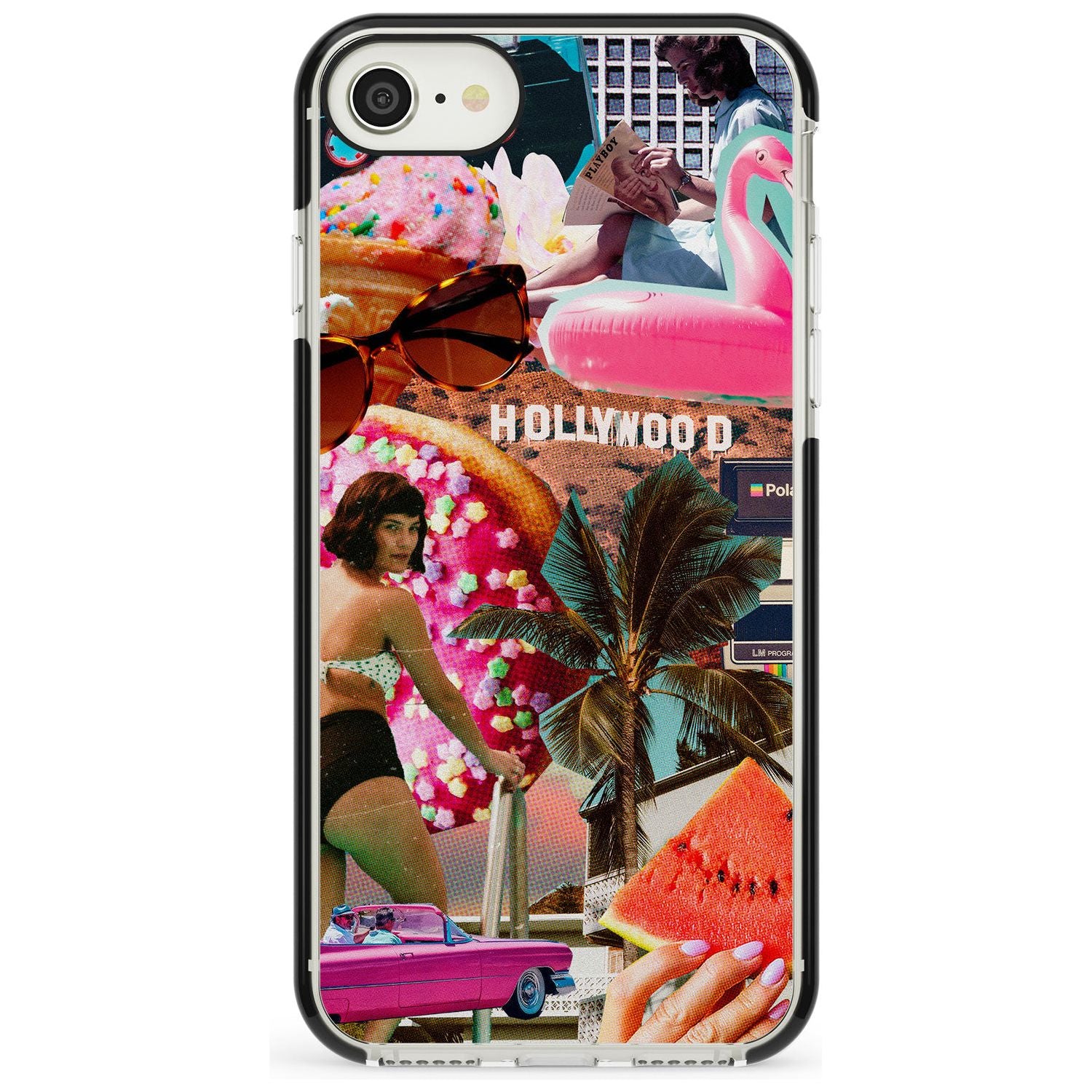 Vintage Collage: Hollywood Mix Black Impact Phone Case for iPhone SE 8 7 Plus