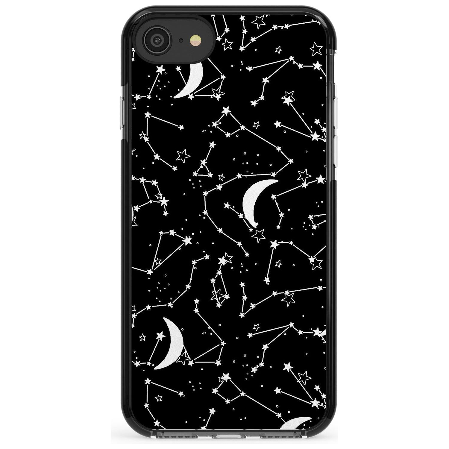 White Constellations on Black Pink Fade Impact Phone Case for iPhone SE 8 7 Plus