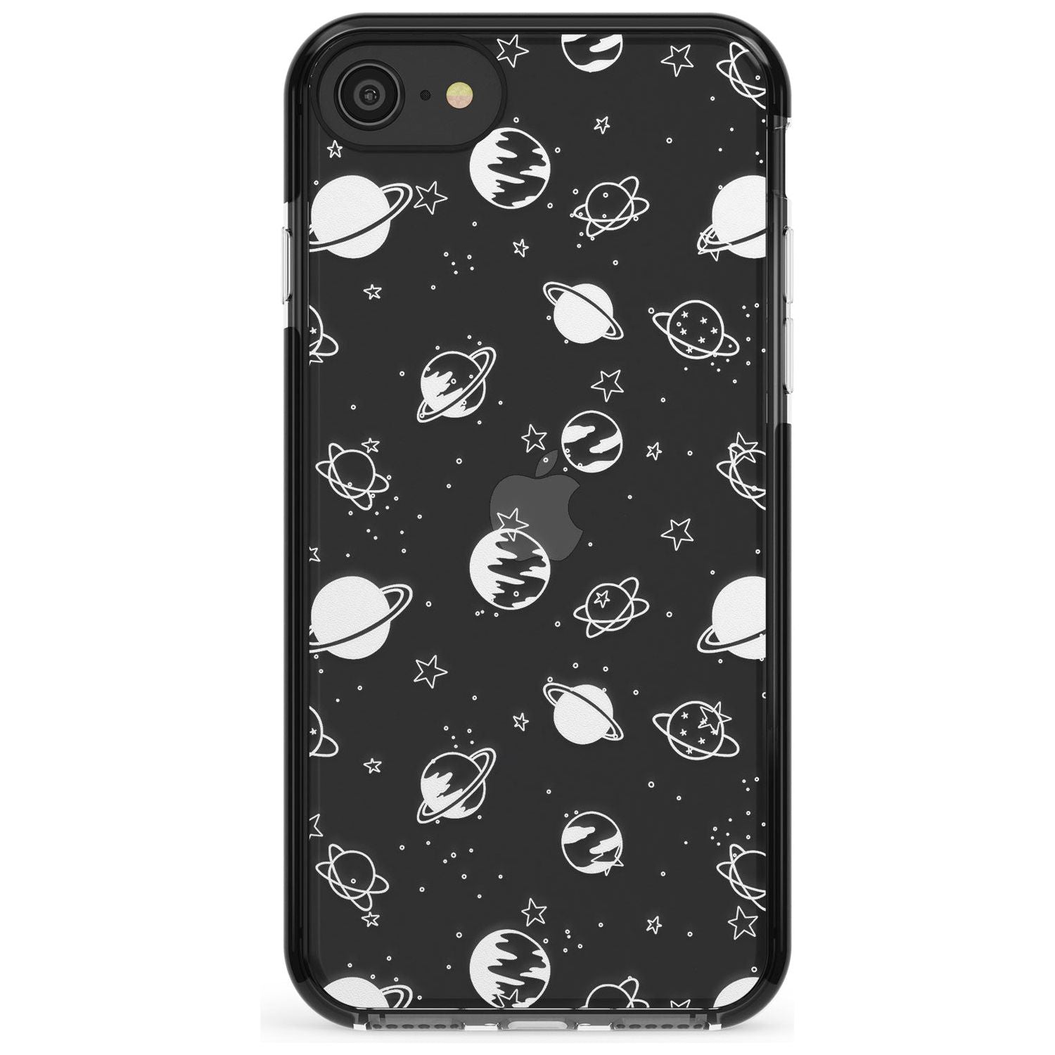 White Planets on Clear Pink Fade Impact Phone Case for iPhone SE 8 7 Plus