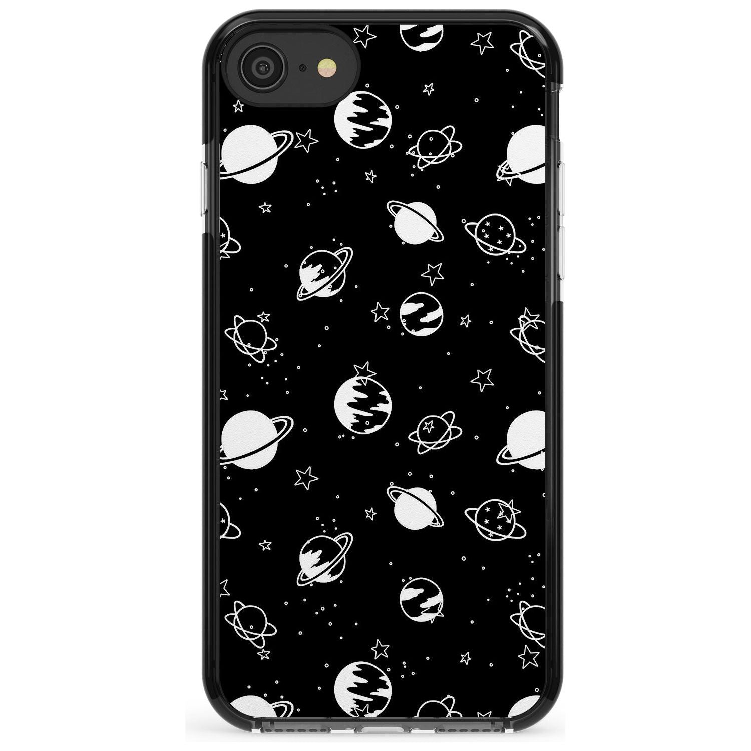 White Planets on Black Pink Fade Impact Phone Case for iPhone SE 8 7 Plus