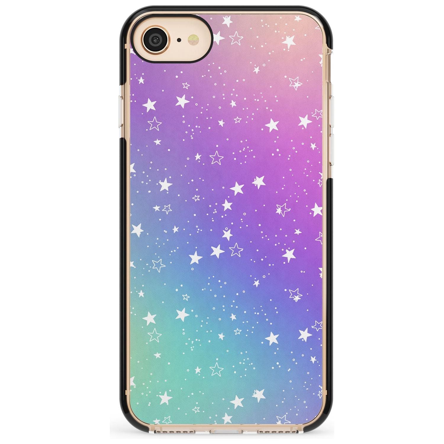 White Stars on Pastels Pink Fade Impact Phone Case for iPhone SE 8 7 Plus
