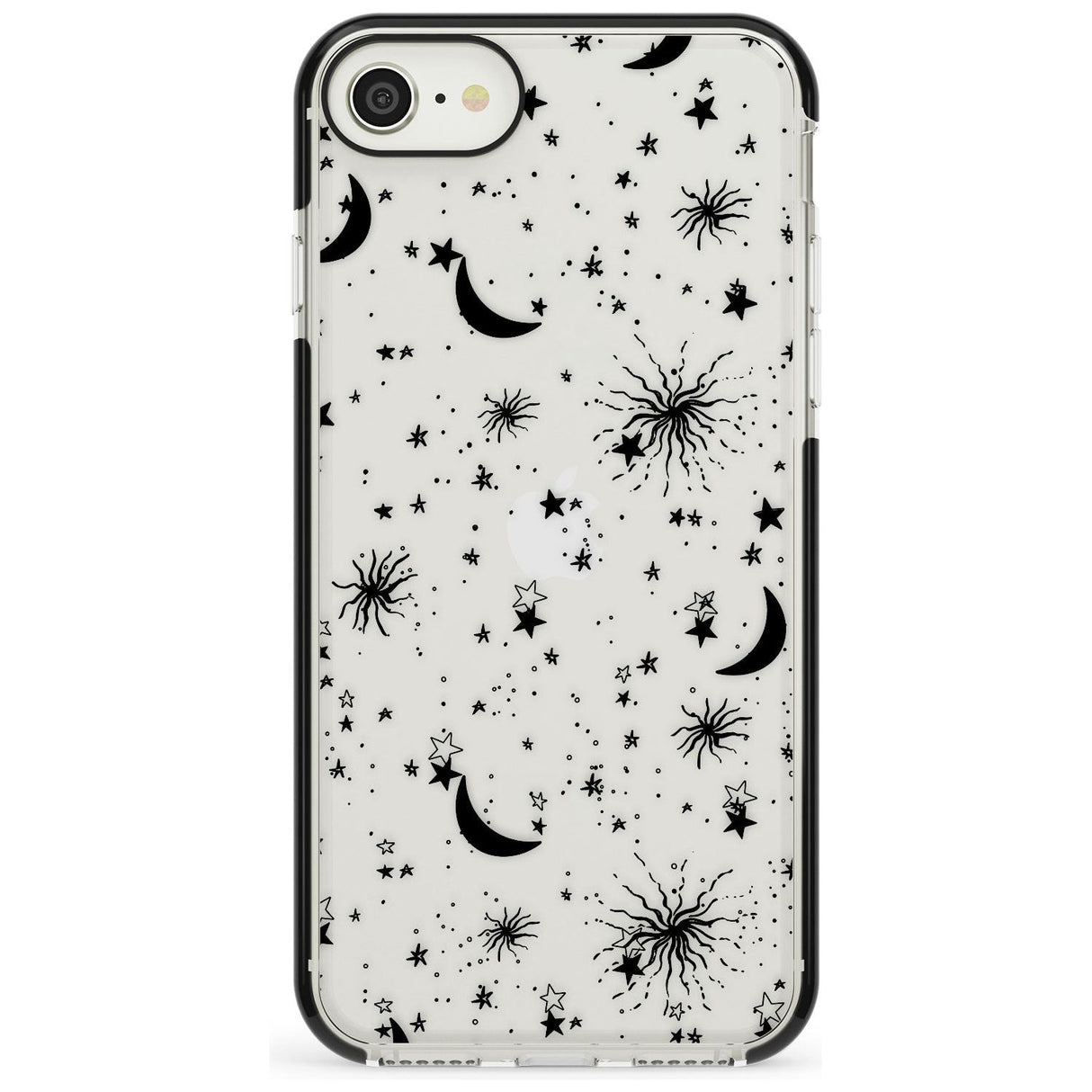 Moons & Stars Black Impact Phone Case for iPhone SE 8 7 Plus