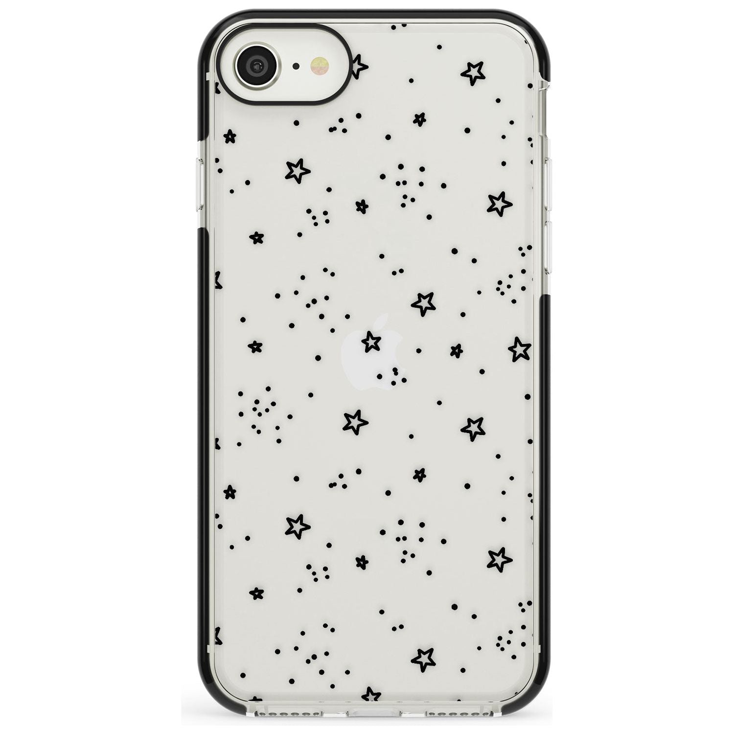 Star Outlines Black Impact Phone Case for iPhone SE 8 7 Plus