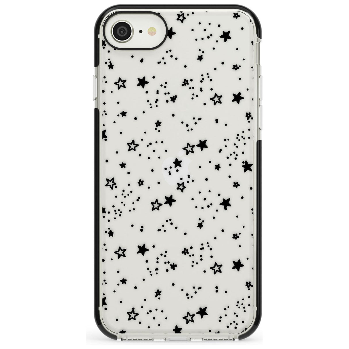 Solid Stars Black Impact Phone Case for iPhone SE 8 7 Plus