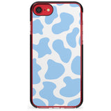 Blue and White Cow Print Black Impact Phone Case for iPhone SE 8 7 Plus