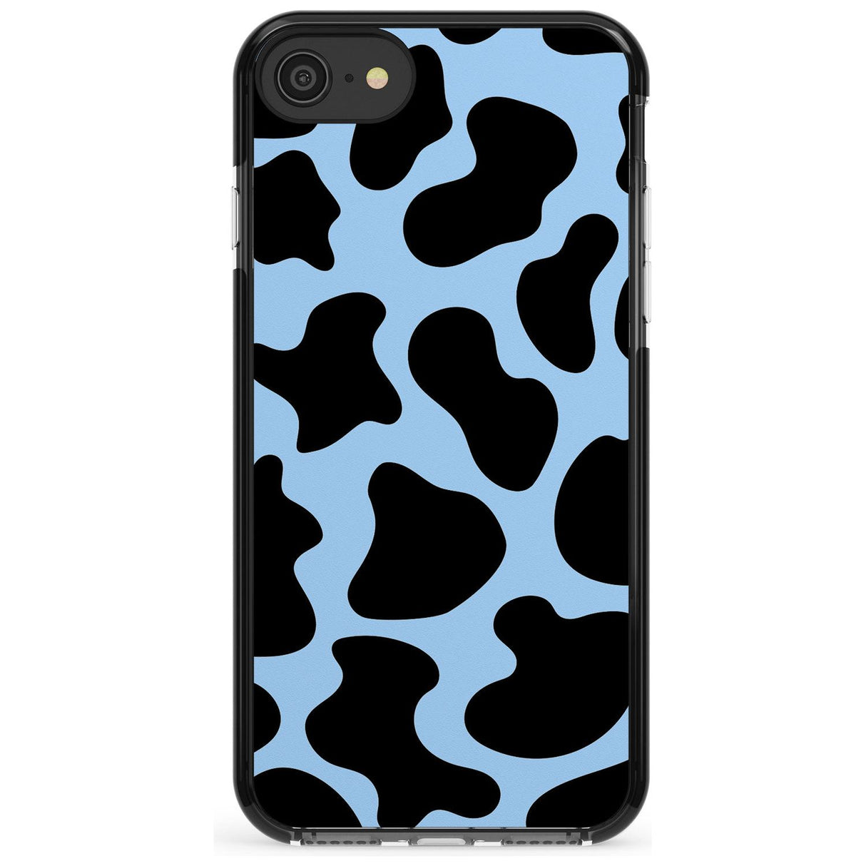 Blue and Black Cow Print Black Impact Phone Case for iPhone SE 8 7 Plus