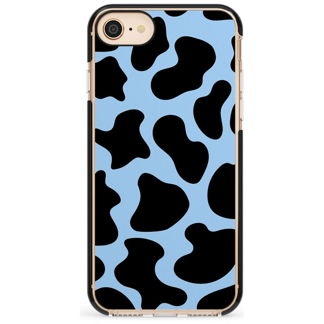 Blue and Black Cow Print Black Impact Phone Case for iPhone SE 8 7 Plus