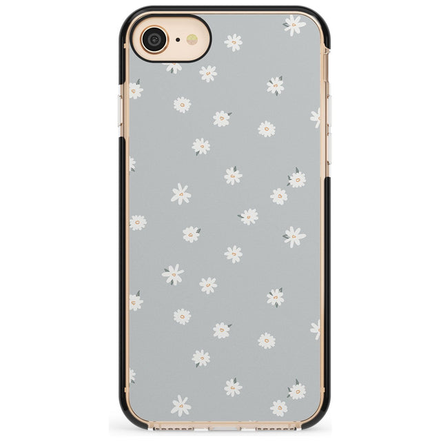 Painted Daises - Blue-Grey Cute Floral Design Pink Fade Impact Phone Case for iPhone SE 8 7 Plus