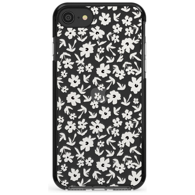 Floral Print on Clear - Cute Floral Design Pink Fade Impact Phone Case for iPhone SE 8 7 Plus