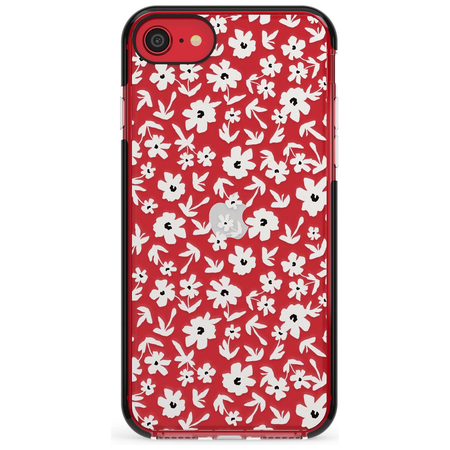 Floral Print on Clear - Cute Floral Design Pink Fade Impact Phone Case for iPhone SE 8 7 Plus