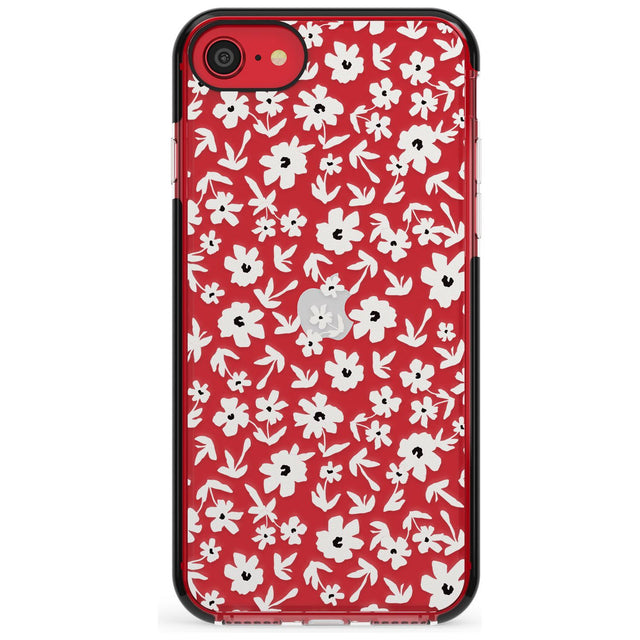 Floral Print on Clear - Cute Floral Design Pink Fade Impact Phone Case for iPhone SE 8 7 Plus