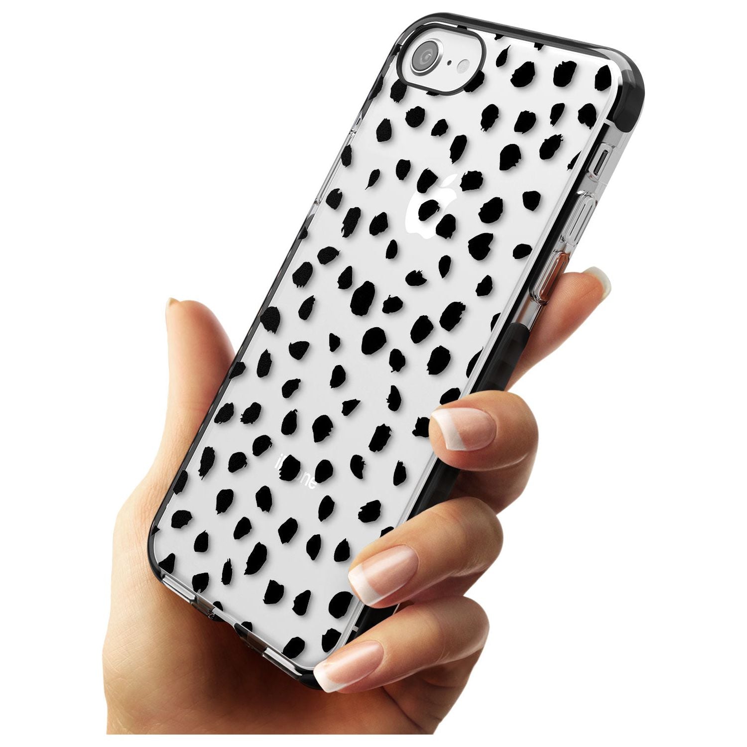 Black on Transparent Dalmatian Polka Dot Spots Black Impact Phone Case for iPhone SE 8 7 Plus