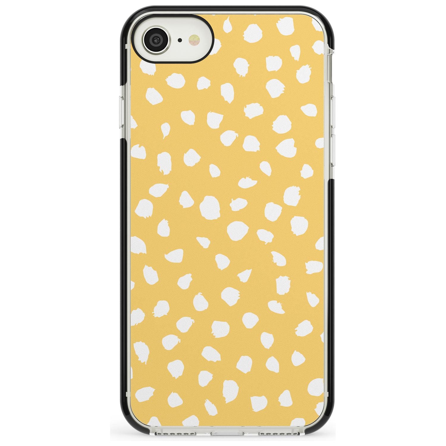 White on Yellow Dalmatian Polka Dot Spots Black Impact Phone Case for iPhone SE 8 7 Plus