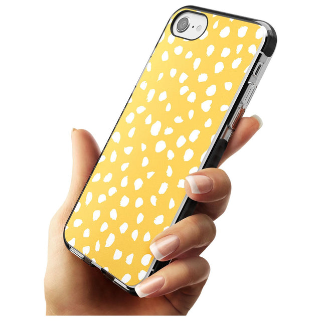 White on Yellow Dalmatian Polka Dot Spots Black Impact Phone Case for iPhone SE 8 7 Plus