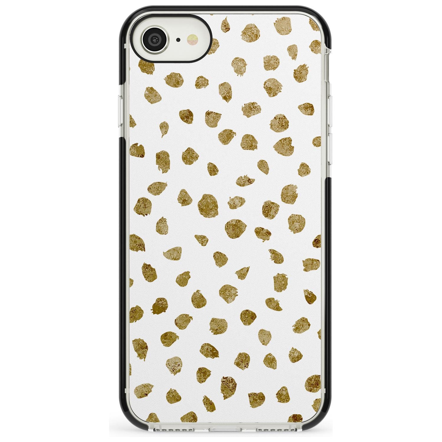 Gold Look on White Dalmatian Polka Dot Spots Black Impact Phone Case for iPhone SE 8 7 Plus