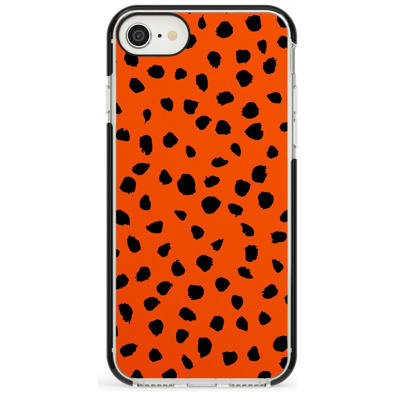 Black & Bright Red Dalmatian Polka Dot Spots Black Impact Phone Case for iPhone SE 8 7 Plus