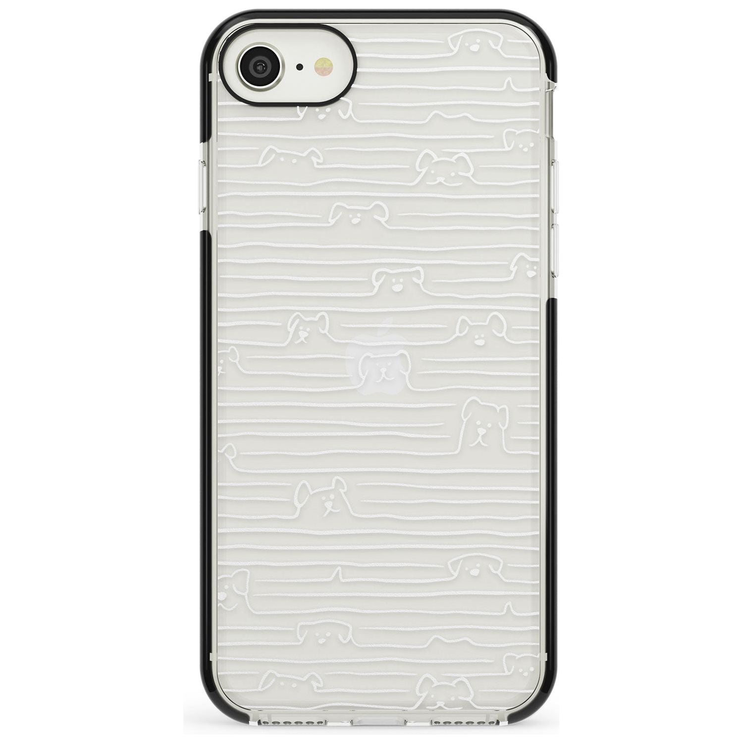 Dog Line Art - White Black Impact Phone Case for iPhone SE 8 7 Plus