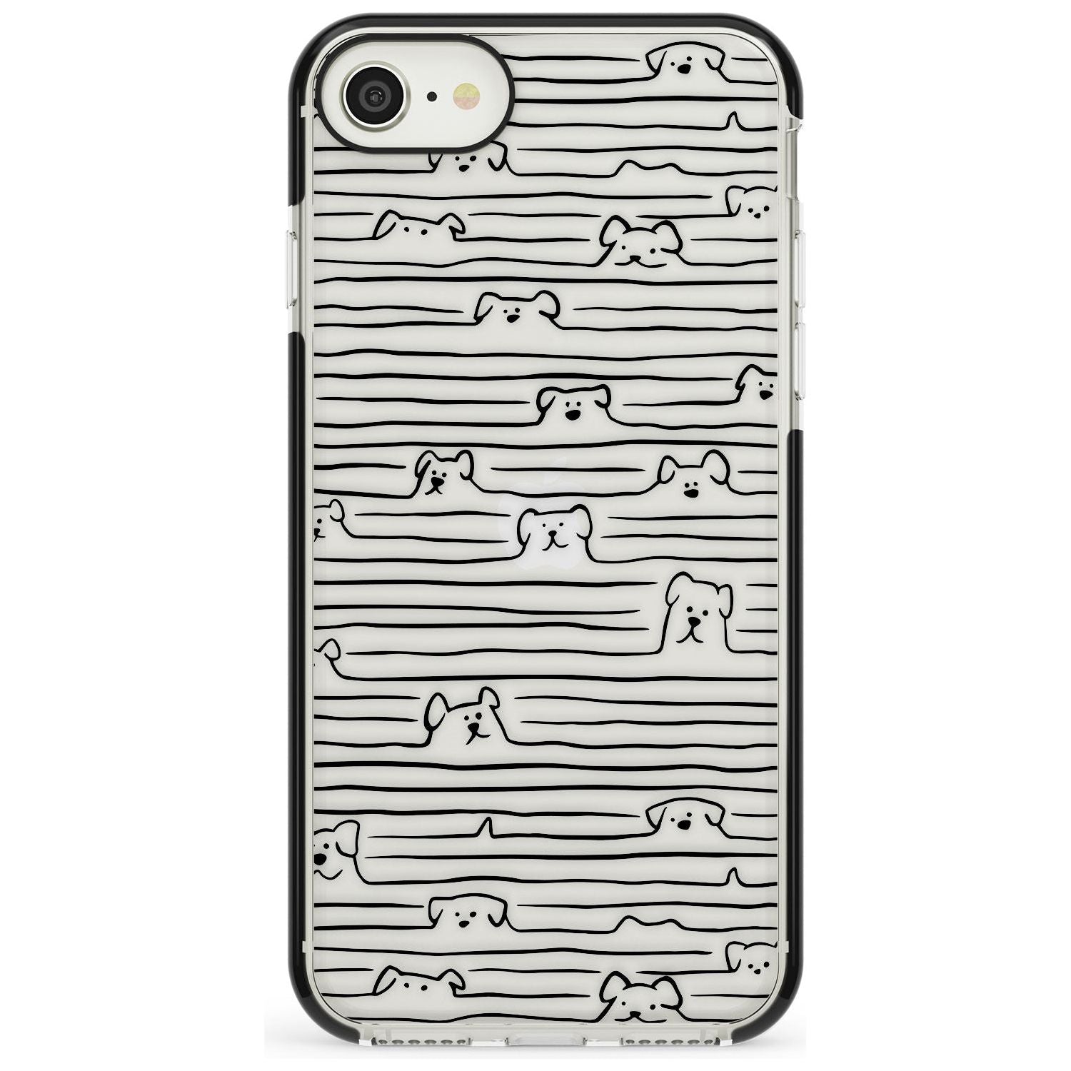 Dog Line Art - Black Black Impact Phone Case for iPhone SE 8 7 Plus