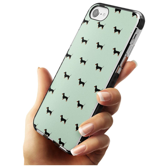 Dachshund Dog Pattern Black Impact Phone Case for iPhone SE 8 7 Plus