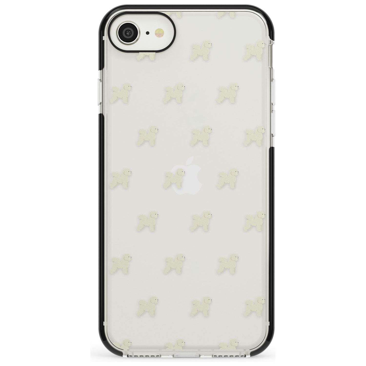 Bichon Frise Dog Pattern Clear Black Impact Phone Case for iPhone SE 8 7 Plus
