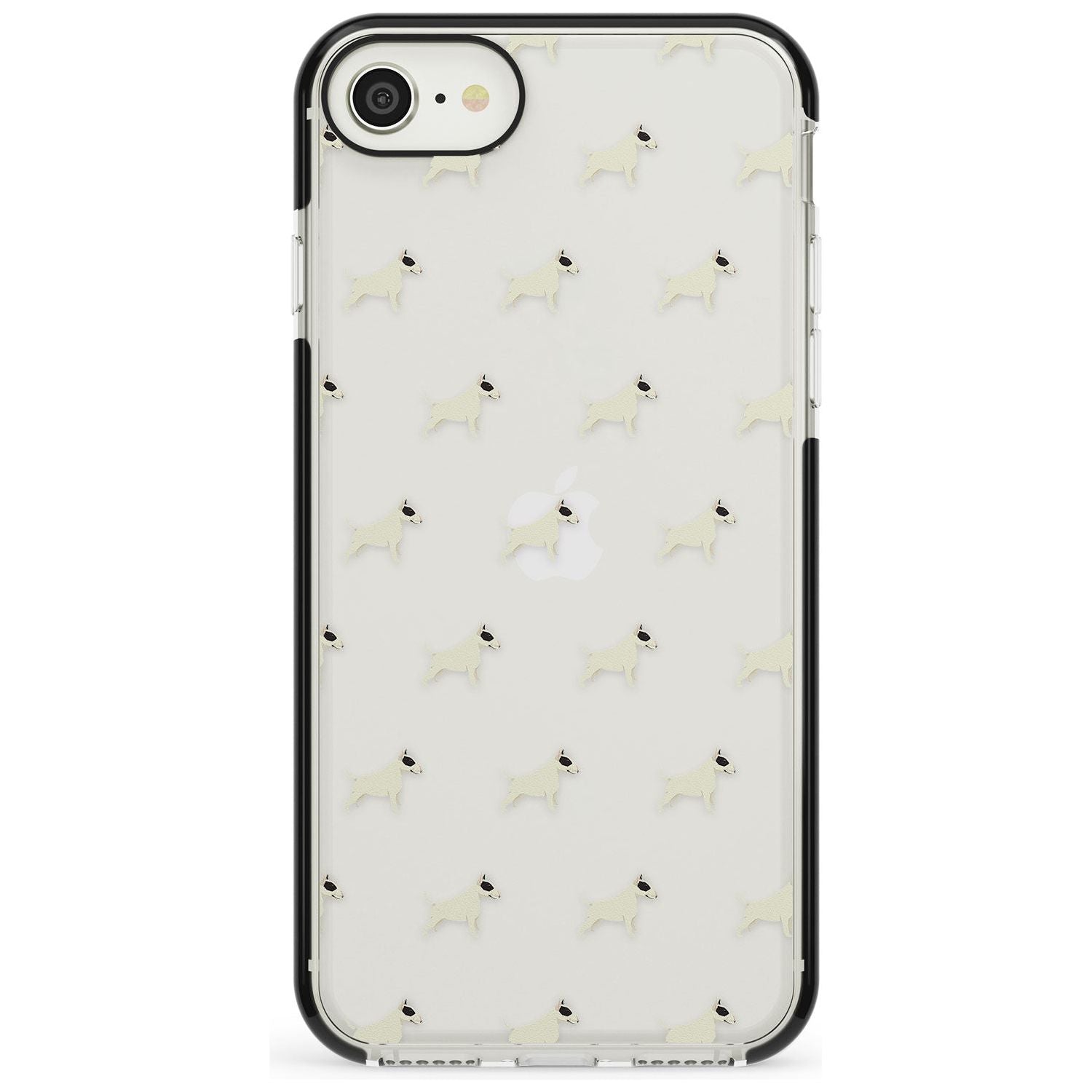 Bull Terrier Dog Pattern Clear Black Impact Phone Case for iPhone SE 8 7 Plus