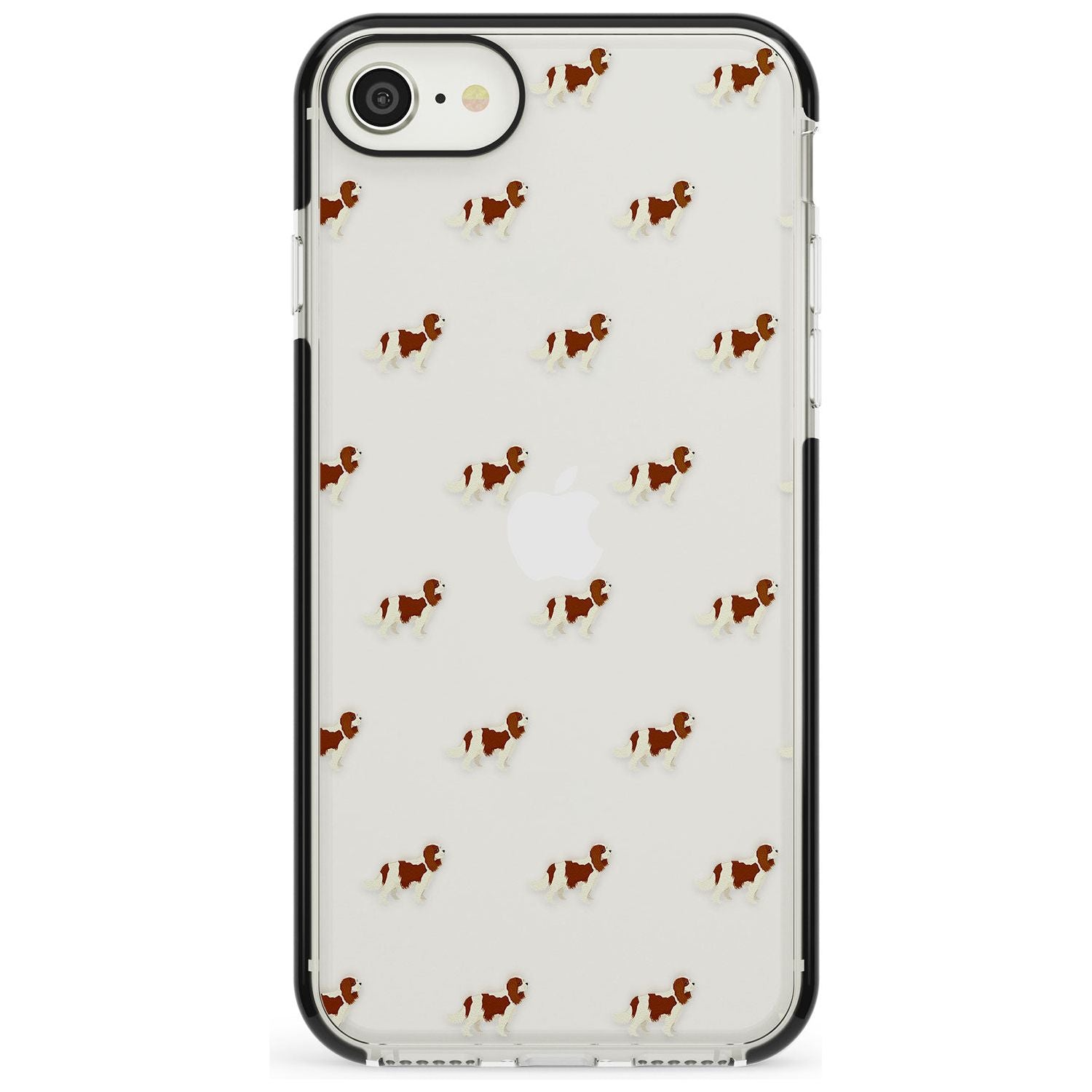 Cavalier King Charles Spaniel Pattern Clear Black Impact Phone Case for iPhone SE 8 7 Plus