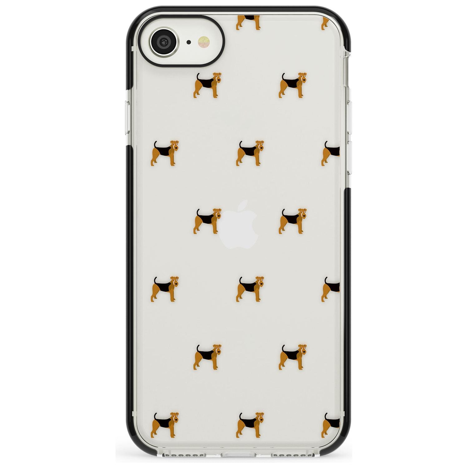 Airedale Terrier Dog Pattern Clear Black Impact Phone Case for iPhone SE 8 7 Plus