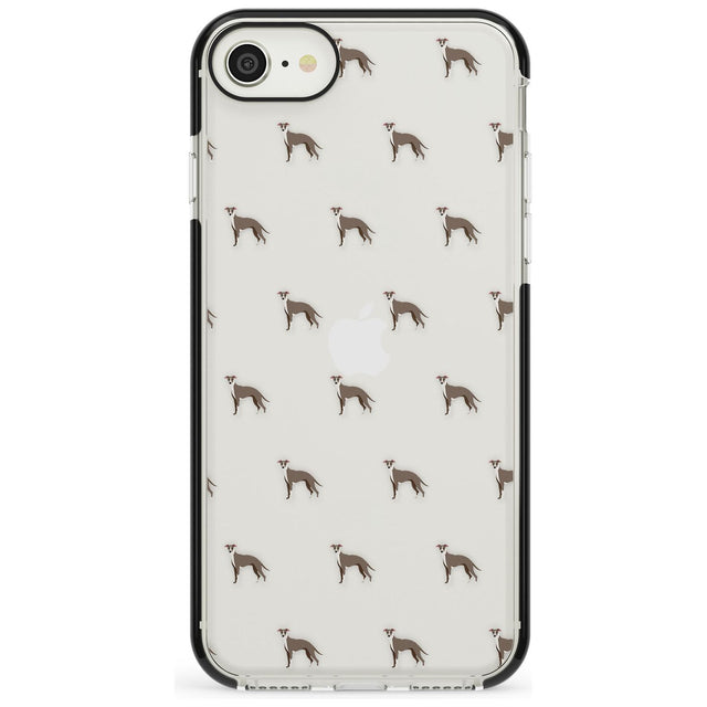 Whippet/Italian Greyhound Dog Pattern Clear Black Impact Phone Case for iPhone SE 8 7 Plus