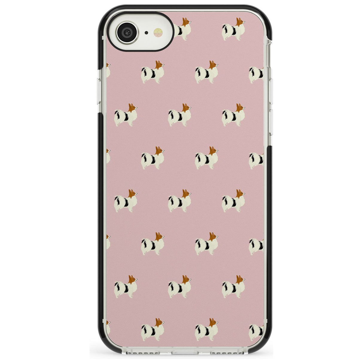 Papillon Dog Pattern Black Impact Phone Case for iPhone SE 8 7 Plus