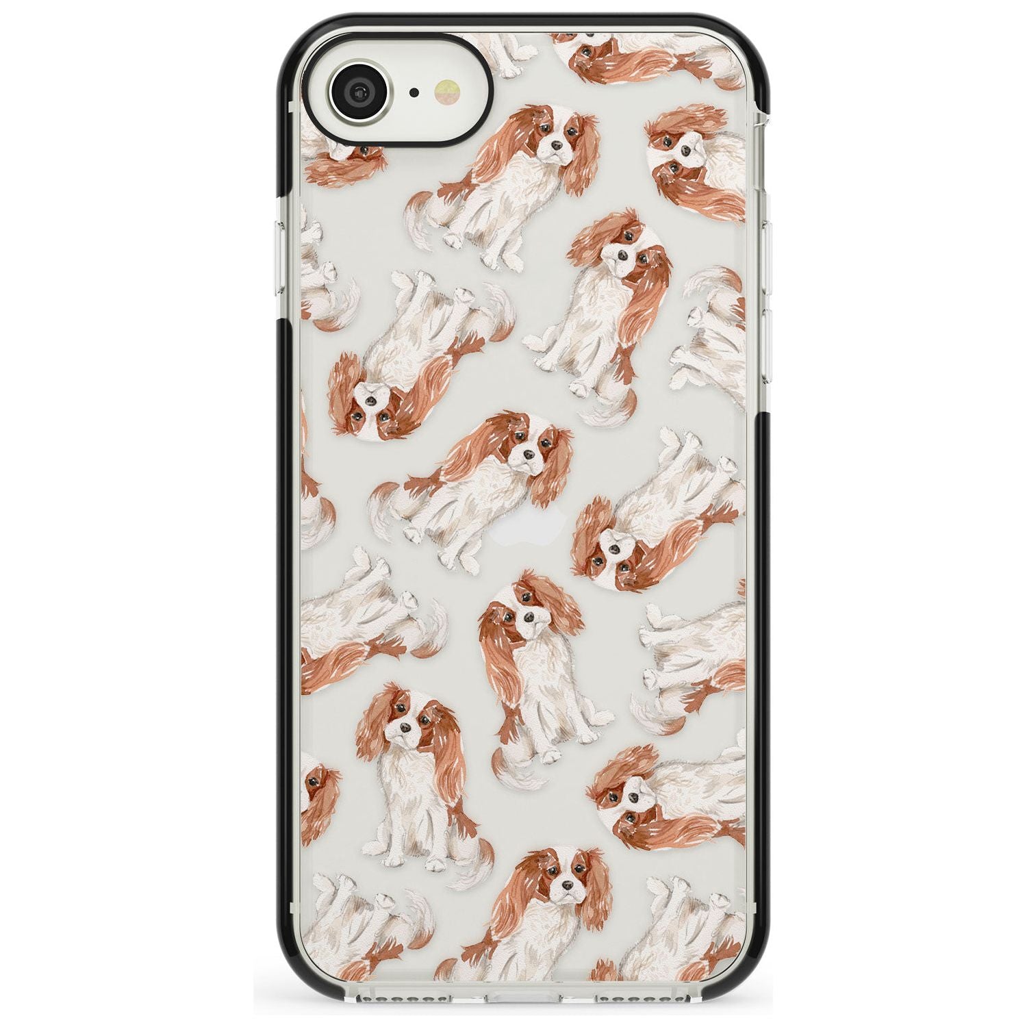 Cavalier King Charles Spaniel Dog Pattern Black Impact Phone Case for iPhone SE 8 7 Plus