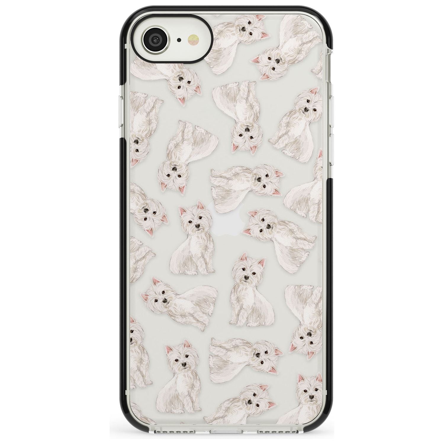 Westie Watercolour Dog Pattern Black Impact Phone Case for iPhone SE 8 7 Plus