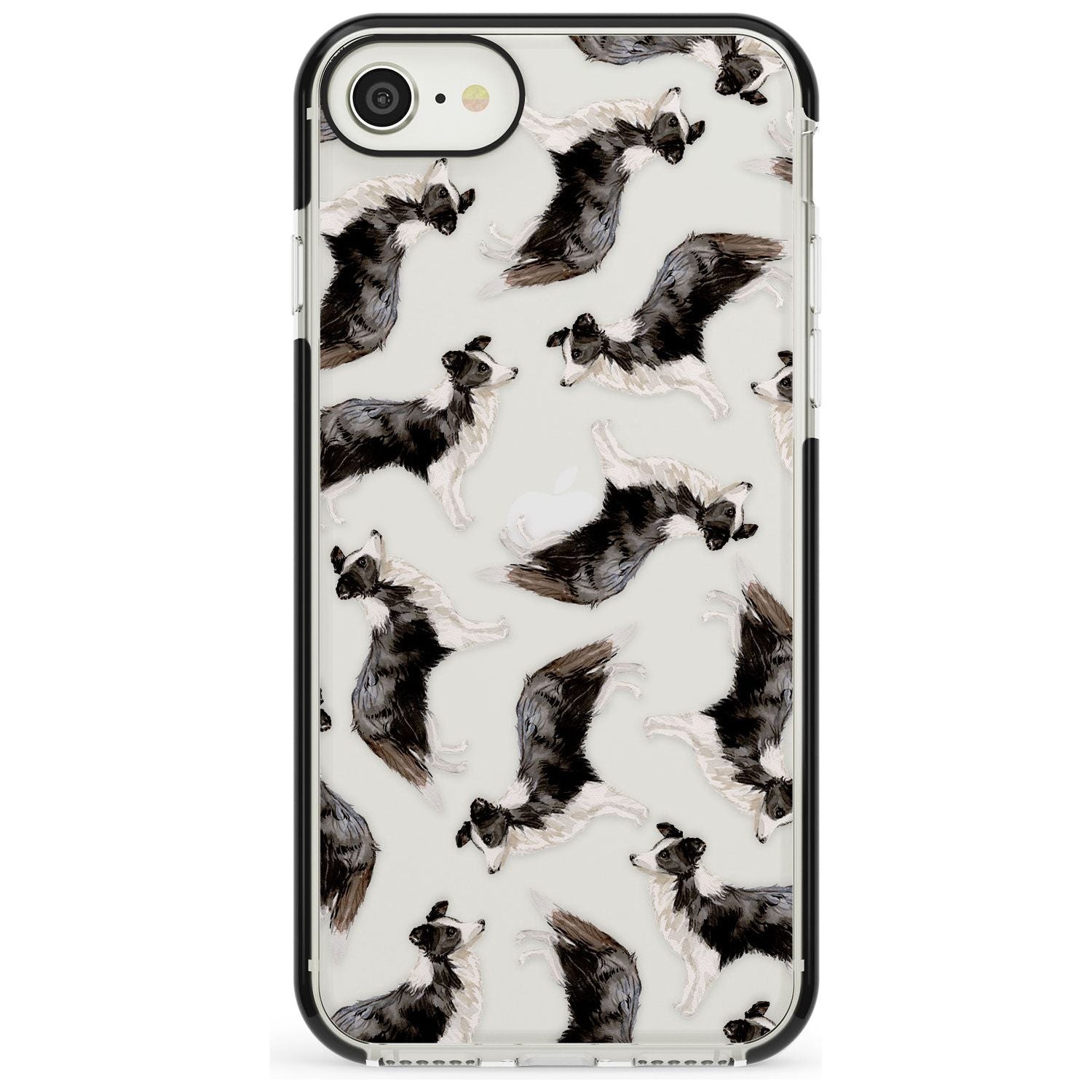 Border Collie Watercolour Dog Pattern Black Impact Phone Case for iPhone SE 8 7 Plus