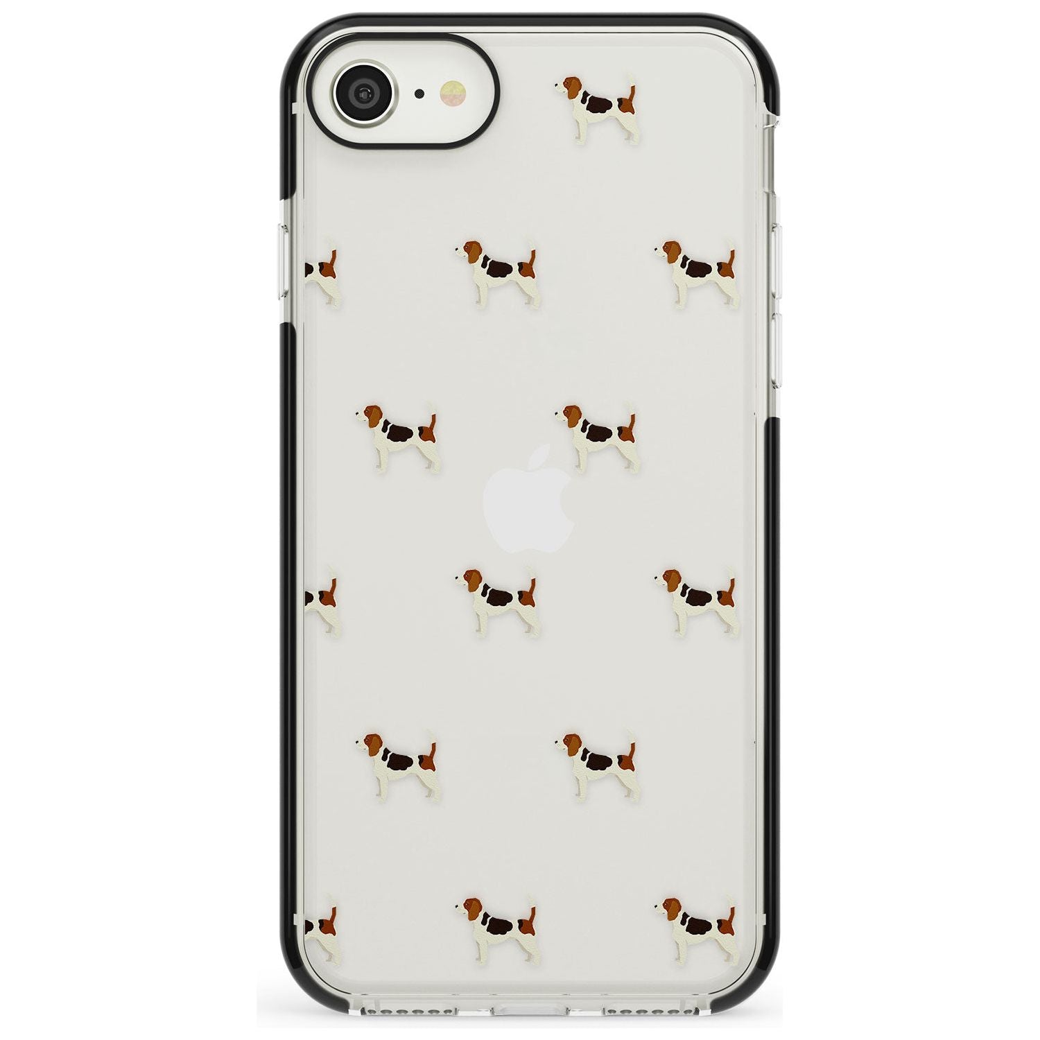 Beagle Dog Pattern Clear Black Impact Phone Case for iPhone SE 8 7 Plus
