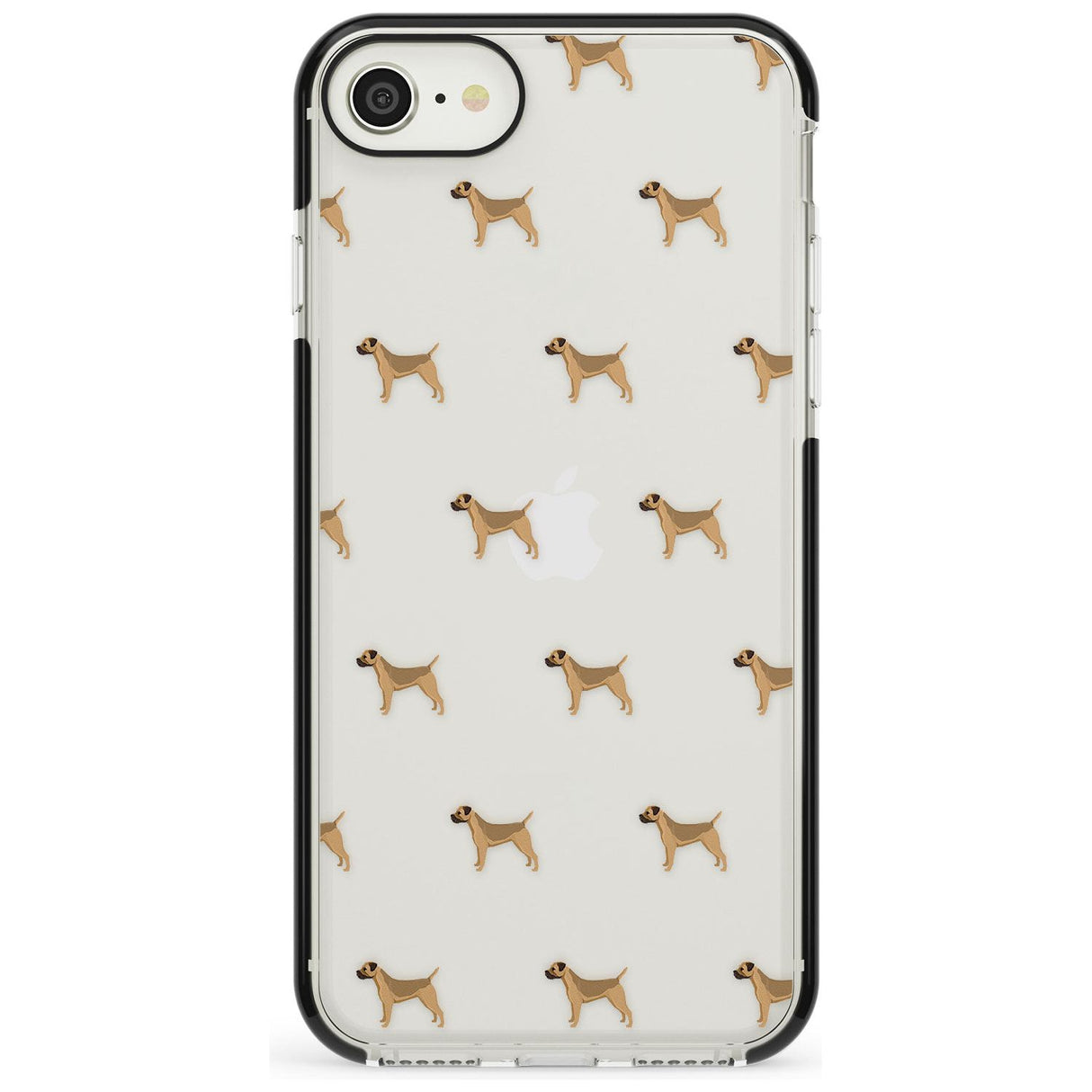 Boder Terrier Dog Pattern Clear Black Impact Phone Case for iPhone SE 8 7 Plus