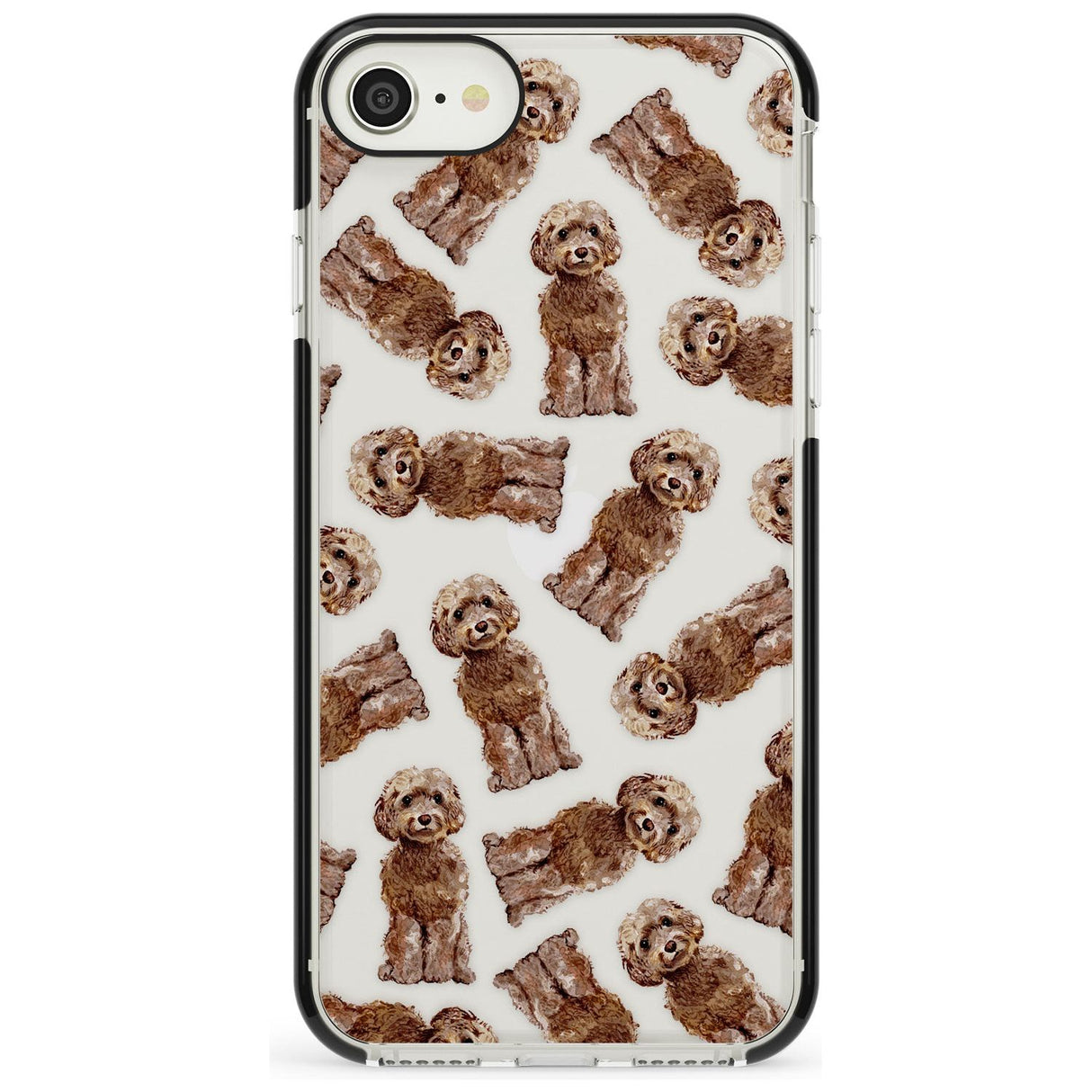 Cockapoo (Brown) Watercolour Dog Pattern Black Impact Phone Case for iPhone SE 8 7 Plus