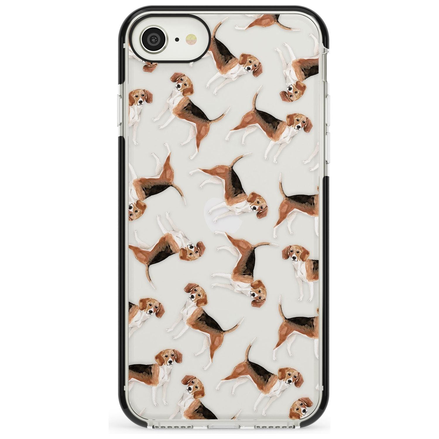 Beagle Watercolour Dog Pattern Black Impact Phone Case for iPhone SE 8 7 Plus