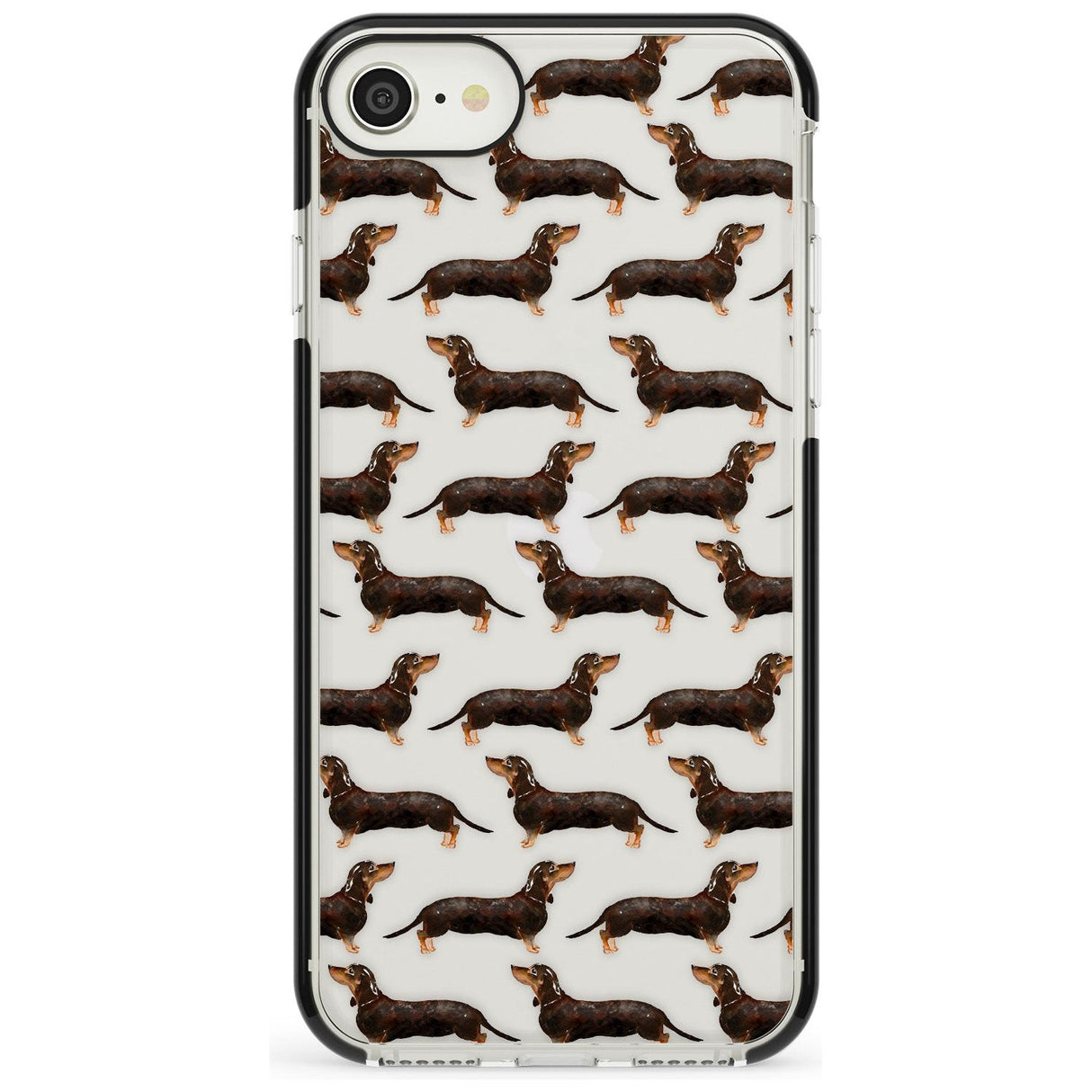 Dachshund (Black & Tan) Watercolour Dog Pattern Black Impact Phone Case for iPhone SE 8 7 Plus