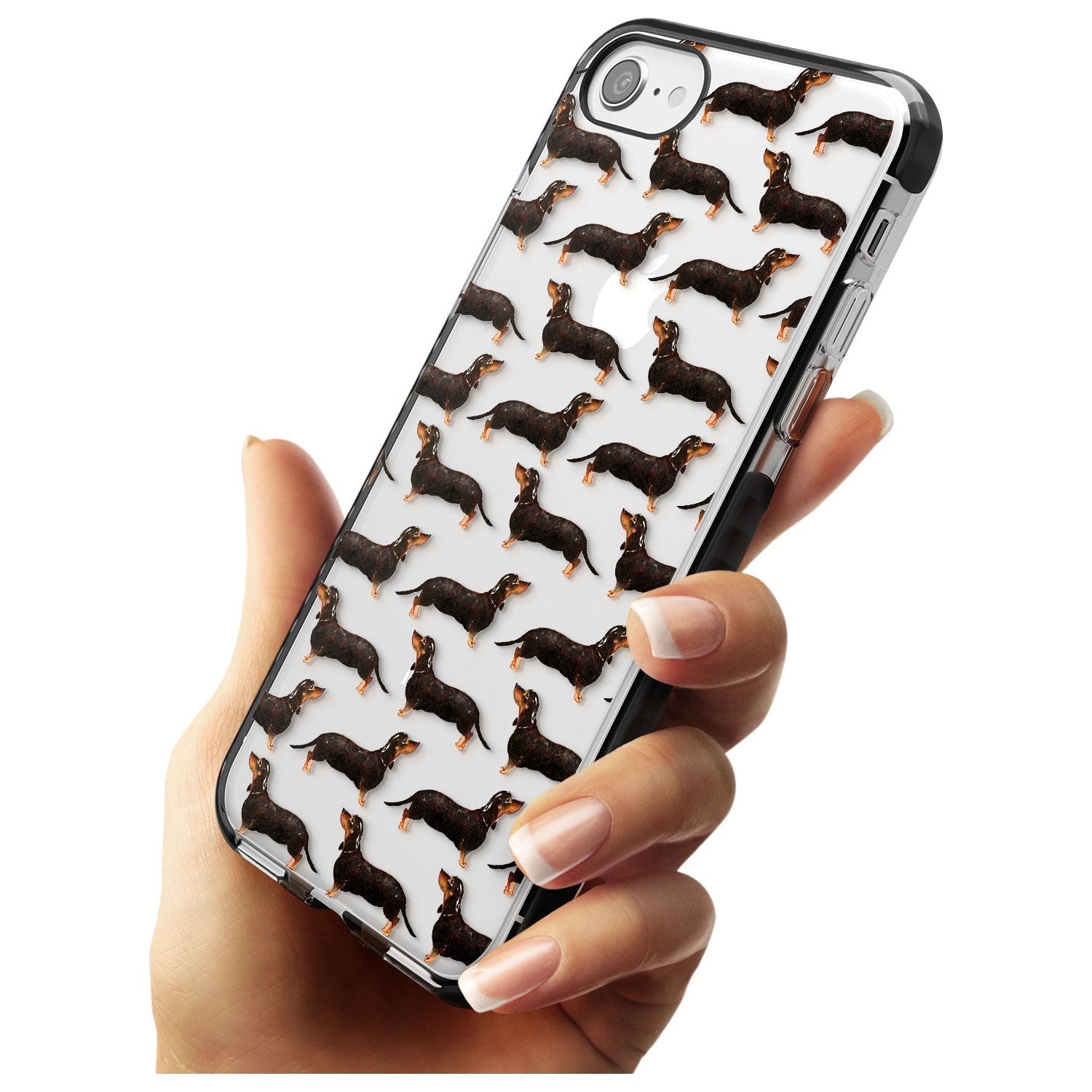 Dachshund (Black & Tan) Watercolour Dog Pattern Black Impact Phone Case for iPhone SE 8 7 Plus
